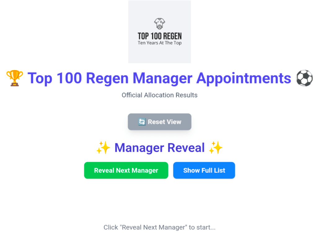 Top 100 Regen Manager&nbsp;Appointments